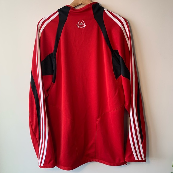 Red Adidas Long Sleeve 1/4 Zip Pullover - Picture 2 of 3